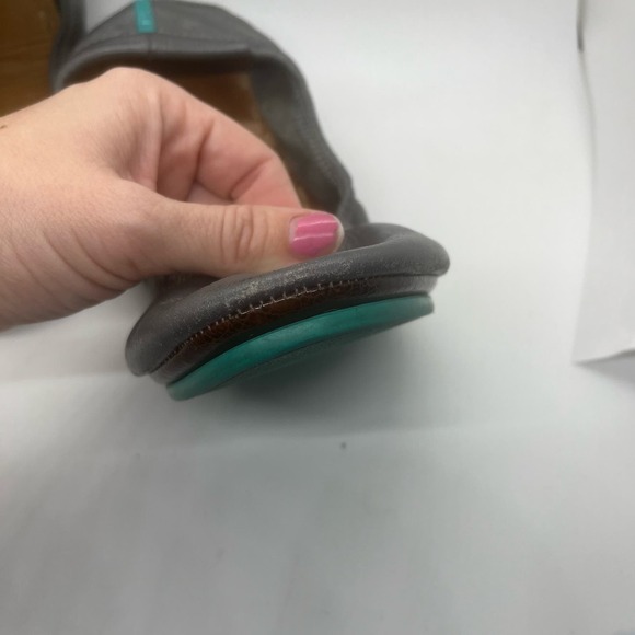 Tieks by Gavrieli Pewter Ballet Flats Sliver Metallic Leather Foldable Size 10 - Picture 2 of 5